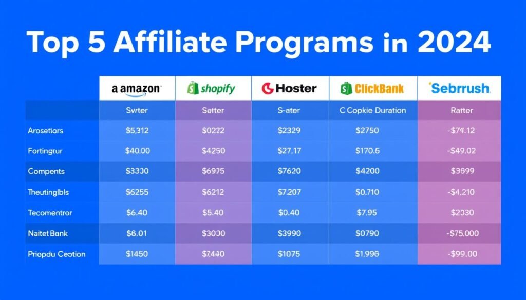 Comparativa visual de los 5 mejores programas de afiliados de 2024