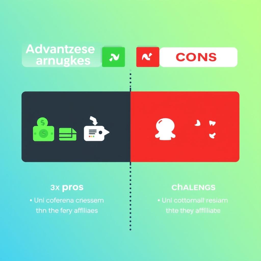 Comparativa visual de ventajas y desventajas del programa de afiliados Temu Comparativa visual de ventajas y desventajas del programa de afiliados Temu