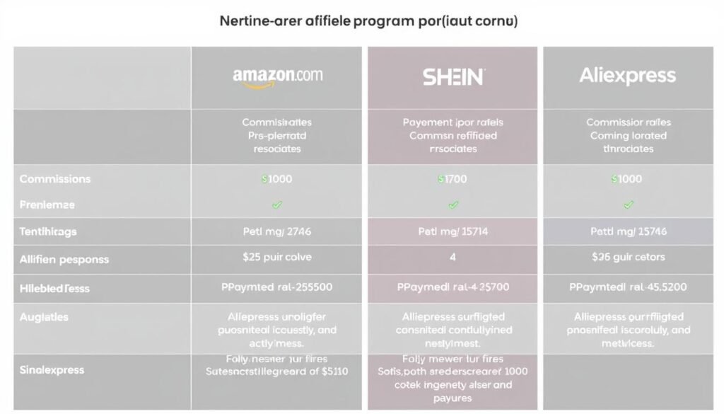 Comparativa visual entre el programa de afiliados Temu y otros programas populares Comparativa visual entre el programa de afiliados Temu y otros programas populares
