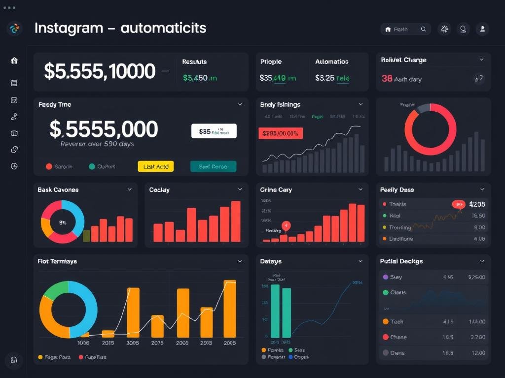 Dashboard de resultados mostrando 355.000$ generados con automatización de Instagram Dashboard de resultados mostrando 355.000$ generados con automatización de Instagram