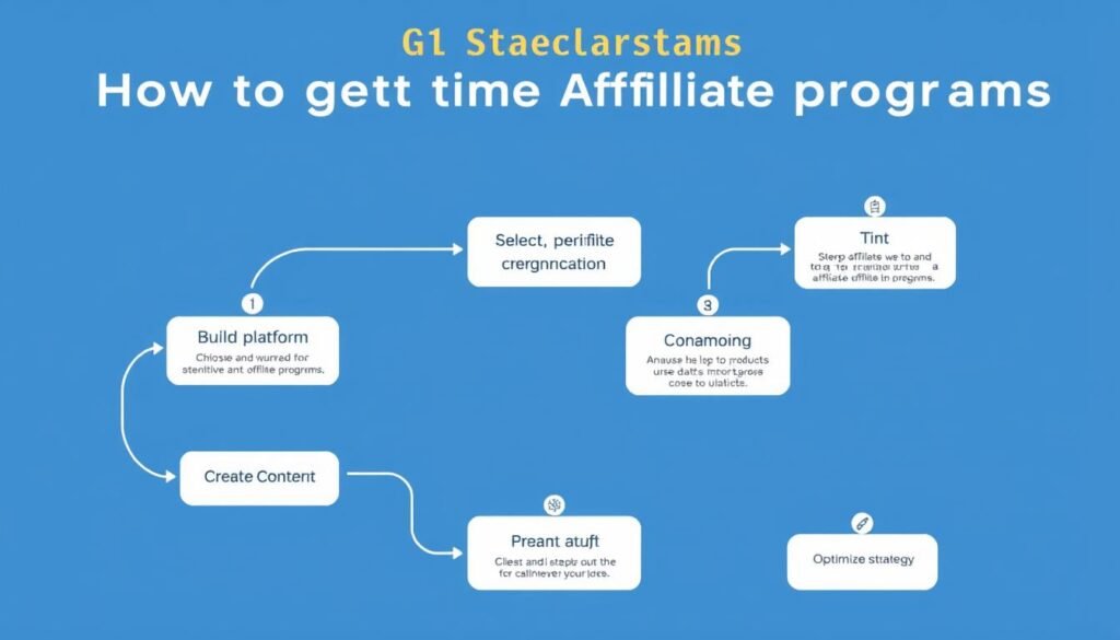 Diagrama de flujo mostrando los pasos para empezar con programas de afiliados