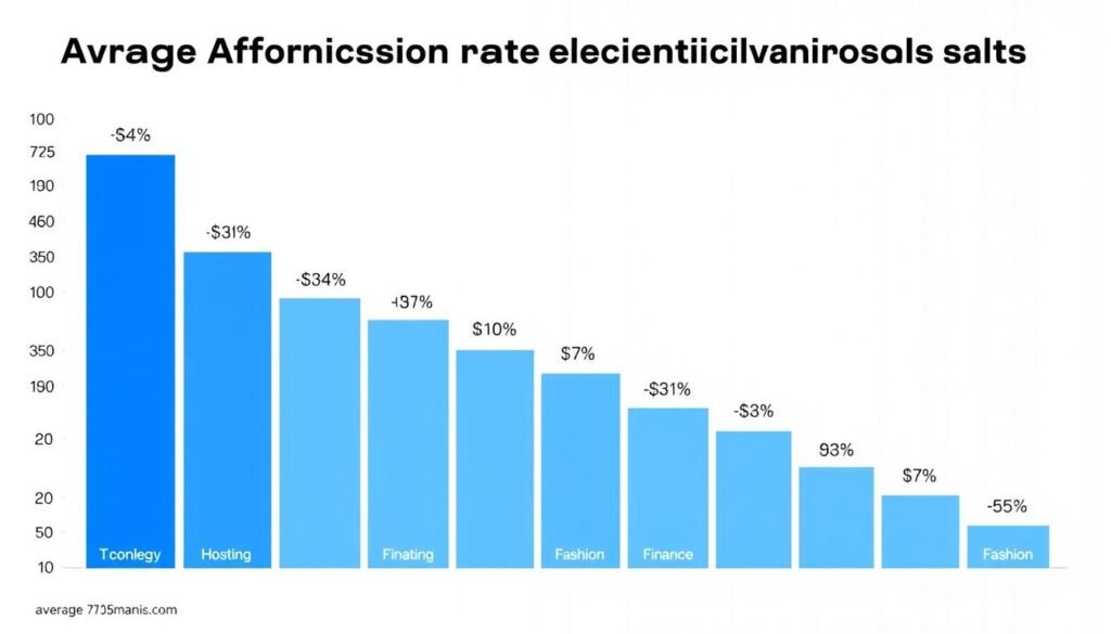 Gráfico comparativo de comisiones promedio por sector en programas de afiliados