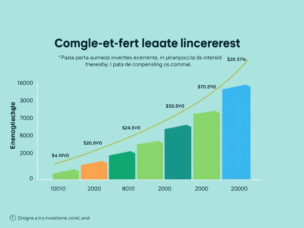 Gráfico de crecimiento de inversiones a largo plazo con interés compuesto