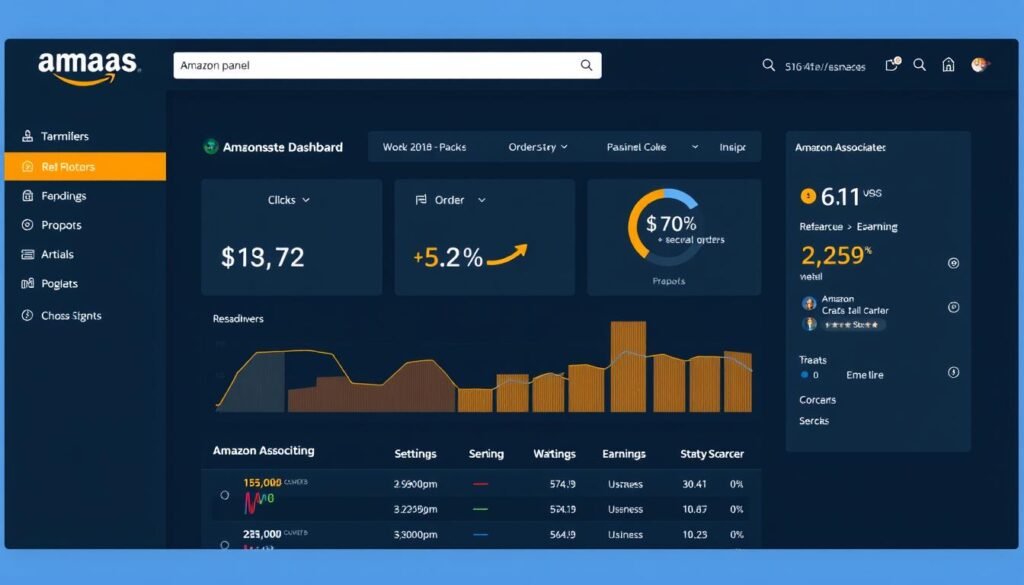 Interfaz del programa de afiliados de Amazon mostrando el panel de control