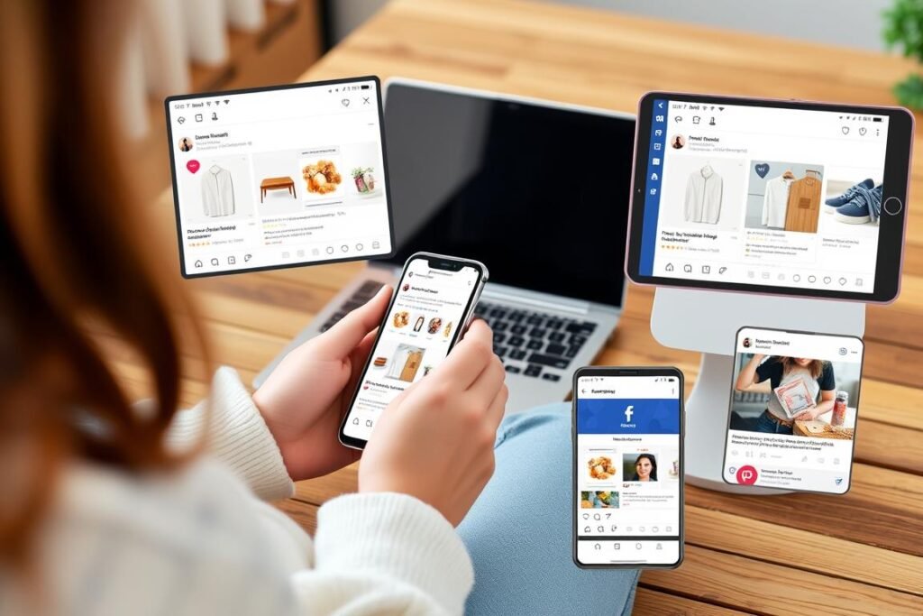 Persona creando contenido para redes sociales con enfoque en marketing de afiliados