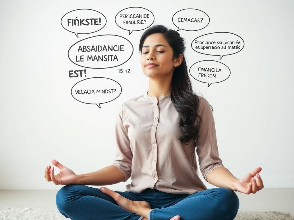 Persona meditando sobre conceptos de libertad financiera